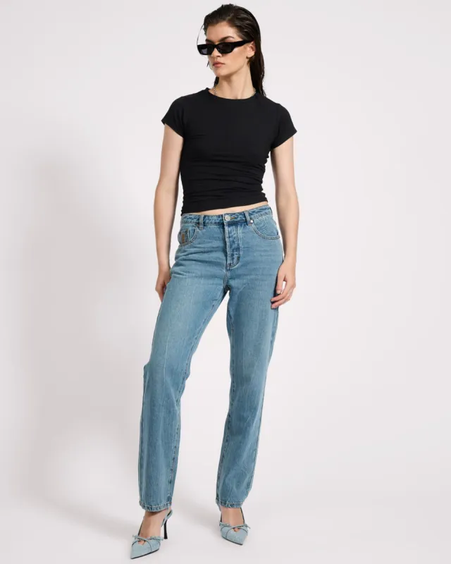 Austins Mid Waist Relaxed Straight Leg Jeans made by One Teaspoon