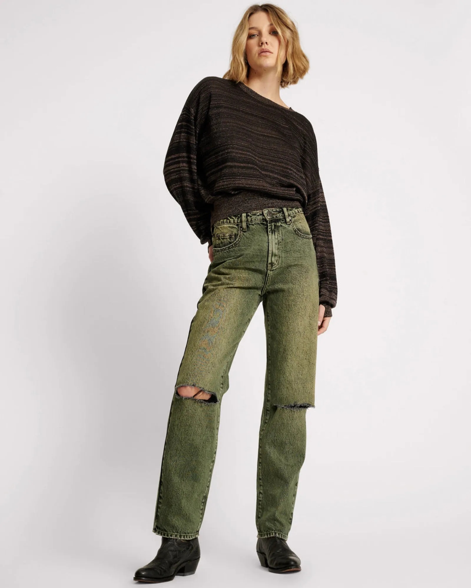Awesome Baggies High Waist Straight Leg Denim Jeans sold by One Teaspoon