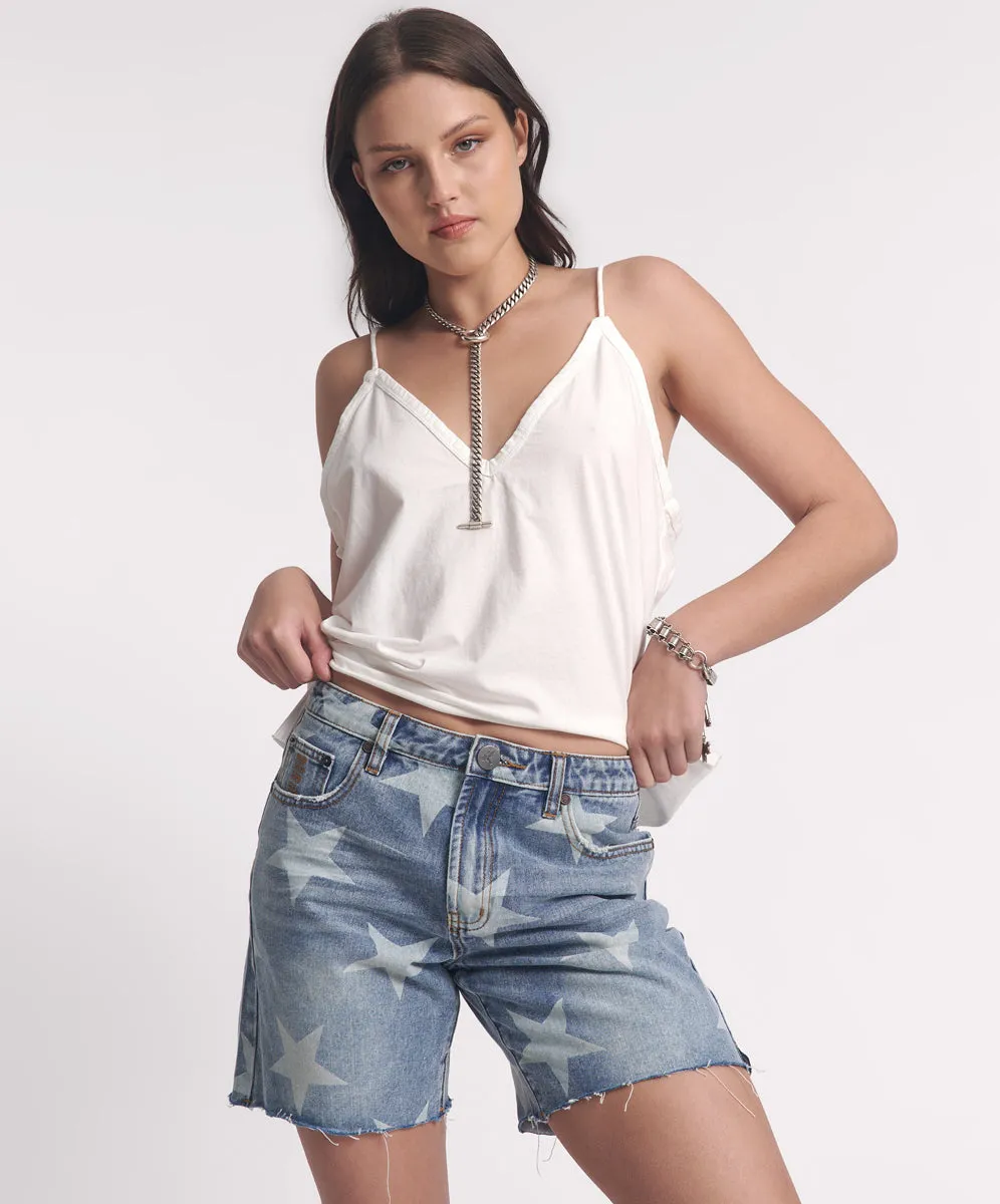 Jackson Mid Waist Wide Leg Denim Shorts - Starwash Blue sold by One Teaspoon product image thumbnail 2