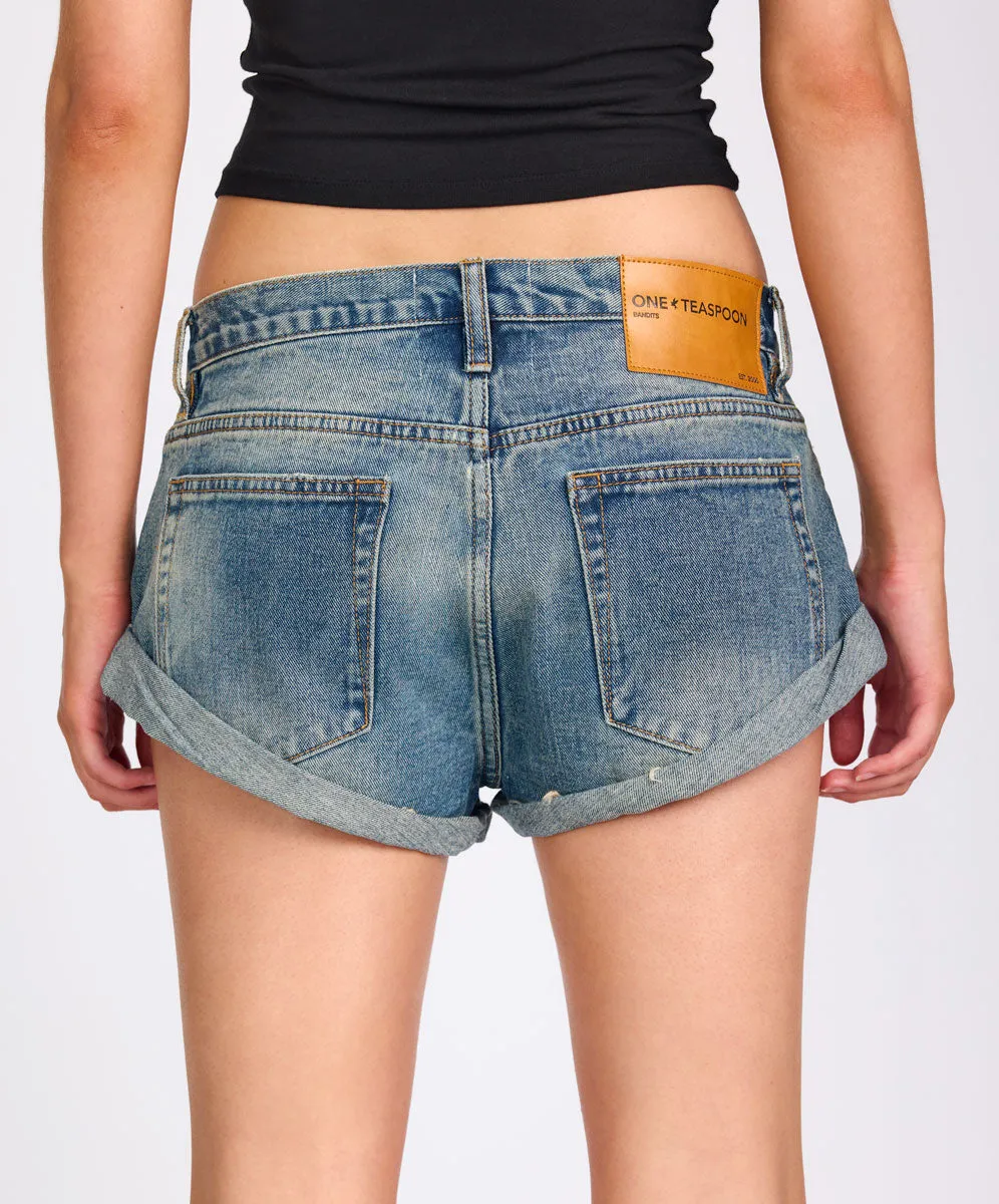 Bandits Low Waist Denim Shorts - Phoenix Blue sold by One Teaspoon product image thumbnail 4