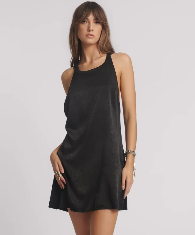 Roxie Embellished Backless Slip Mini Dress - Black made by One Teaspoon