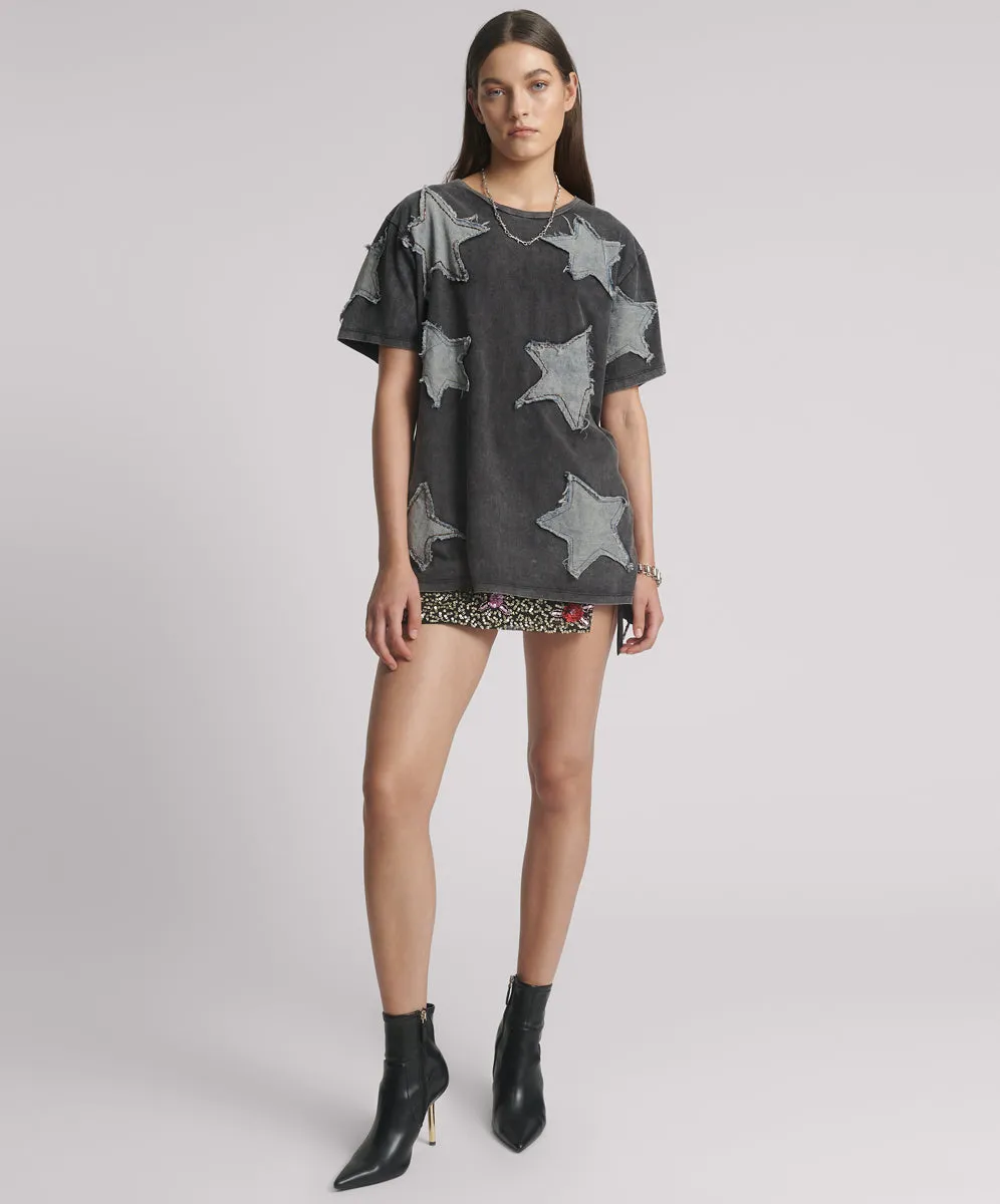 Denim Star Hand Embellished Boyfriend Tee - Charcoal sold by One Teaspoon product image thumbnail 5