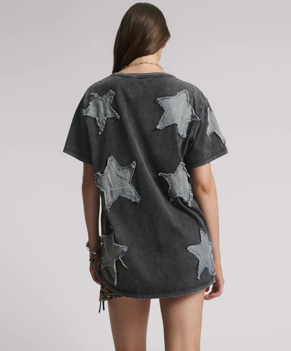 Denim Star Hand Embellished Boyfriend Tee - Charcoal sold by One Teaspoon product image thumbnail 3