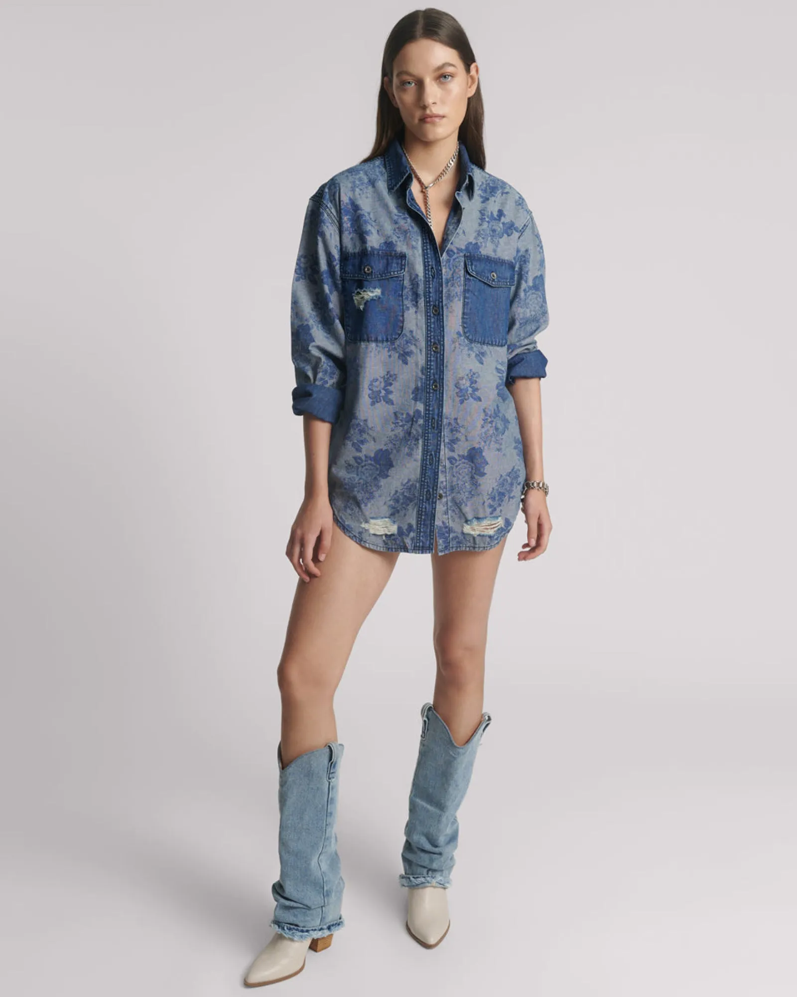 Everyday Denim Shirt - Rosewood sold by One Teaspoon product image thumbnail 5