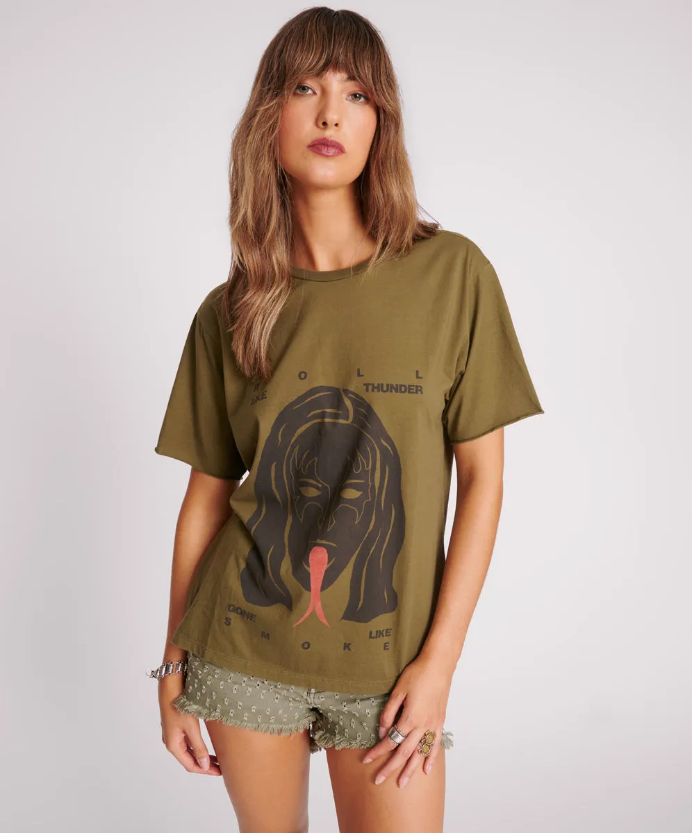 Roll Like Thunder Boyfriend Tee - Khaki sold by One Teaspoon