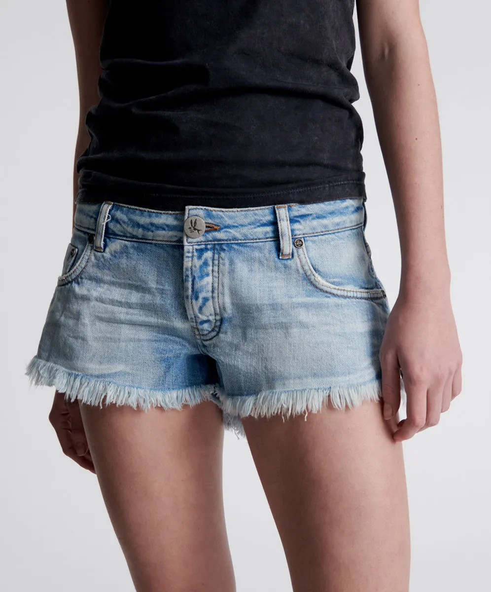 WORN OUT HENDRIXE DUKES LOW WAIST MINI DENIM SHORTS sold by One Teaspoon product image thumbnail 3