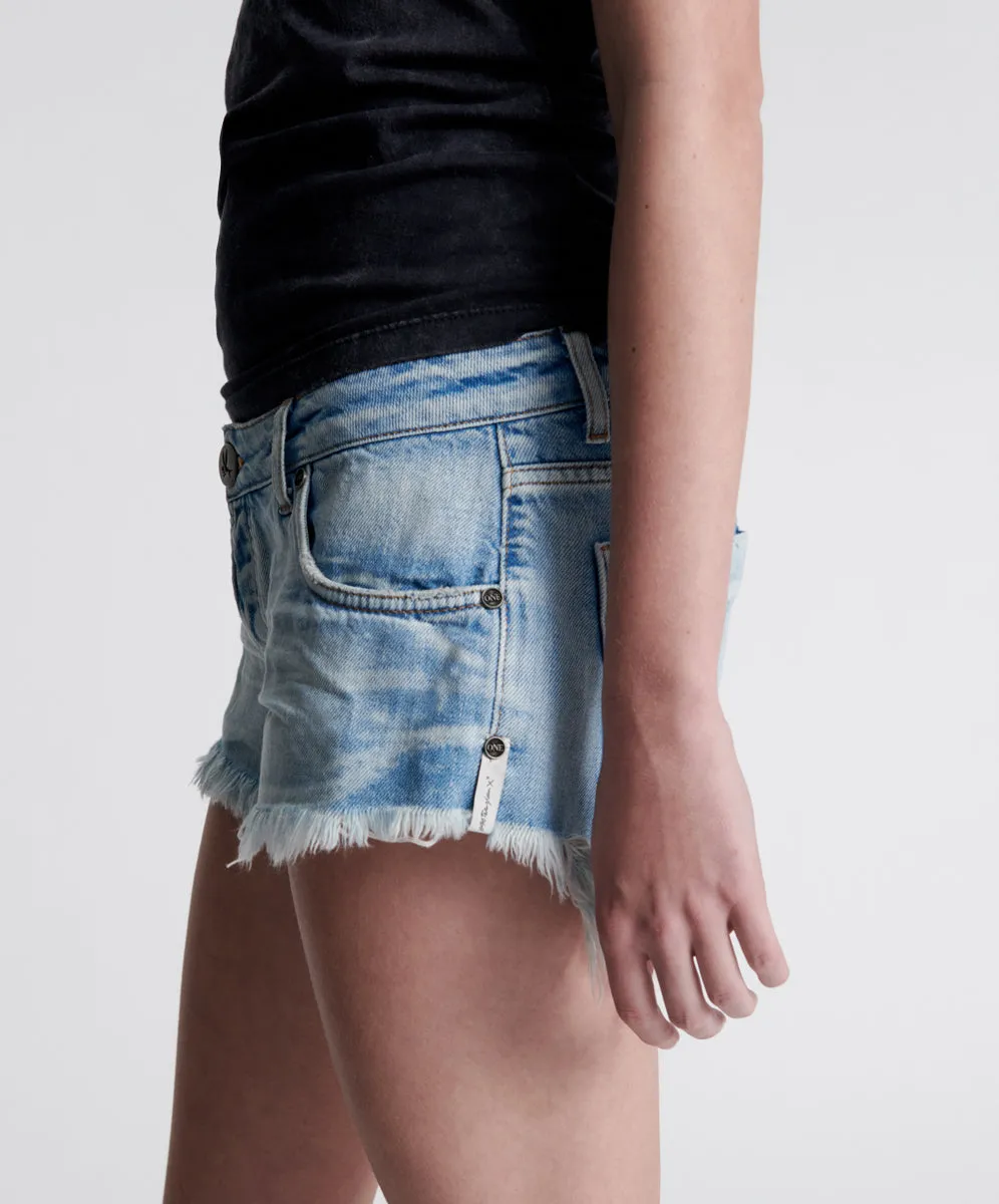 WORN OUT HENDRIXE DUKES LOW WAIST MINI DENIM SHORTS sold by One Teaspoon product image thumbnail 4