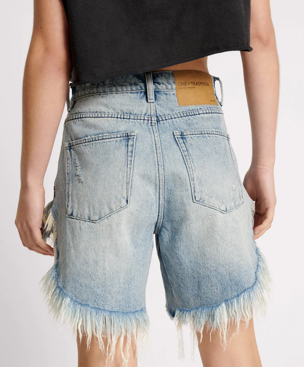 Frankies Low Waist Long Length Denim Shorts - Salty Dog sold by One Teaspoon product image thumbnail 4