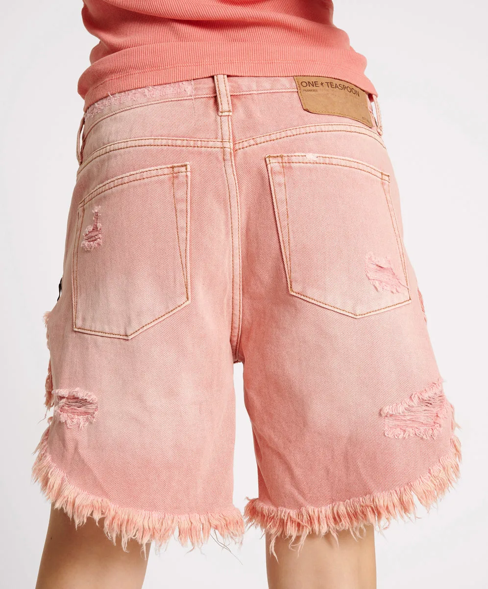 Frankies Low Waist Long Length Denim Shorts - Vintage Red sold by One Teaspoon product image thumbnail 4