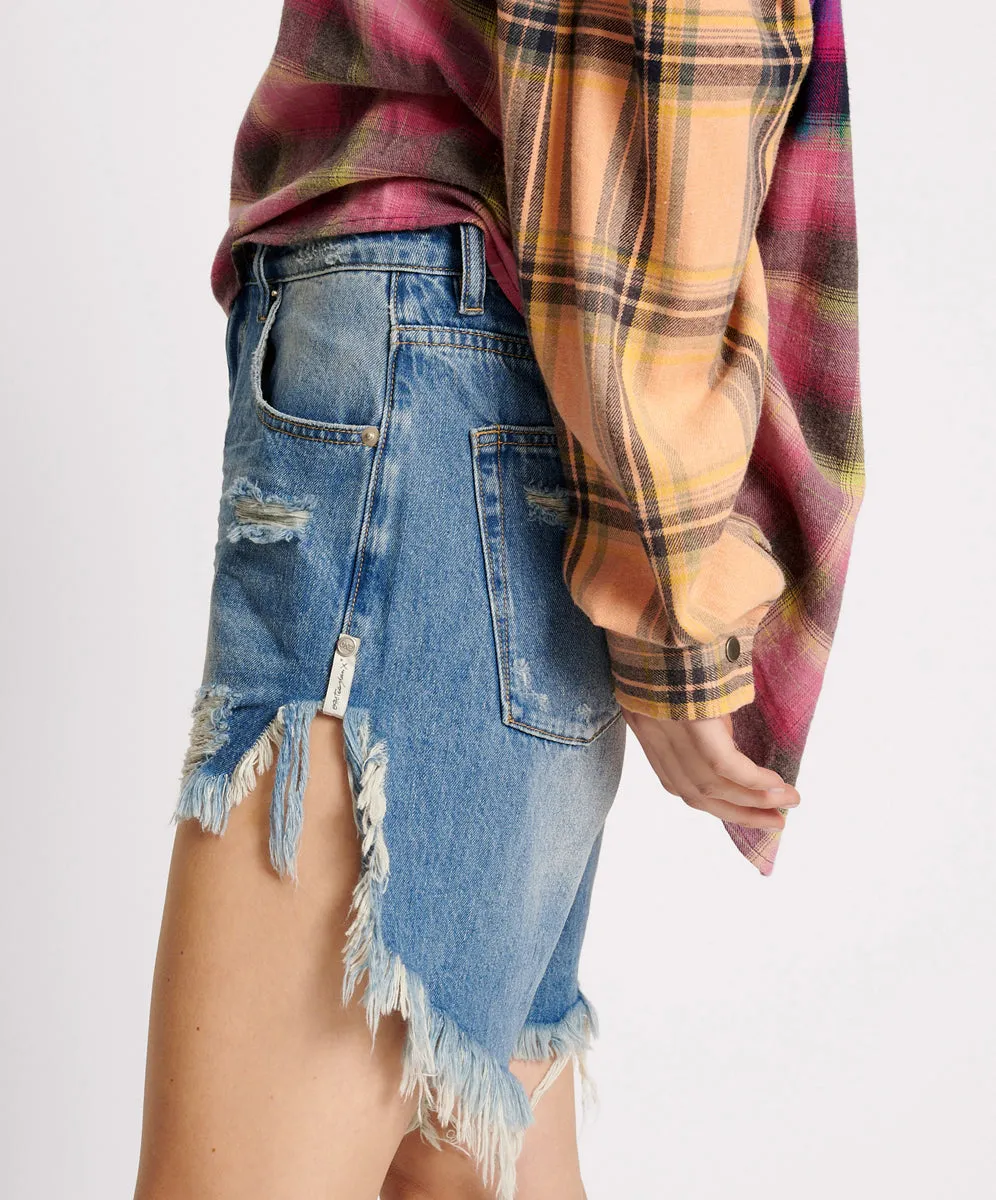 Frankies Low Waist Long Length Denim Shorts - Pacifica sold by One Teaspoon product image thumbnail 3