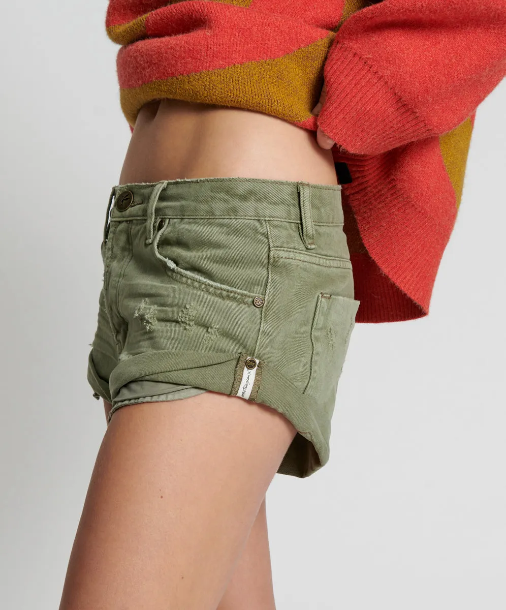 Bandits Low Waist Denim Shorts - Archived Super Khaki sold by One Teaspoon product image thumbnail 3