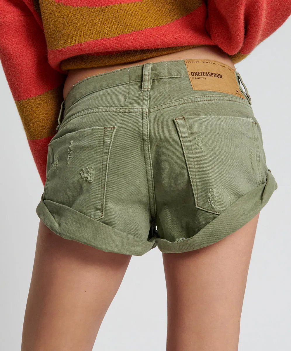 Bandits Low Waist Denim Shorts - Archived Super Khaki sold by One Teaspoon product image thumbnail 4
