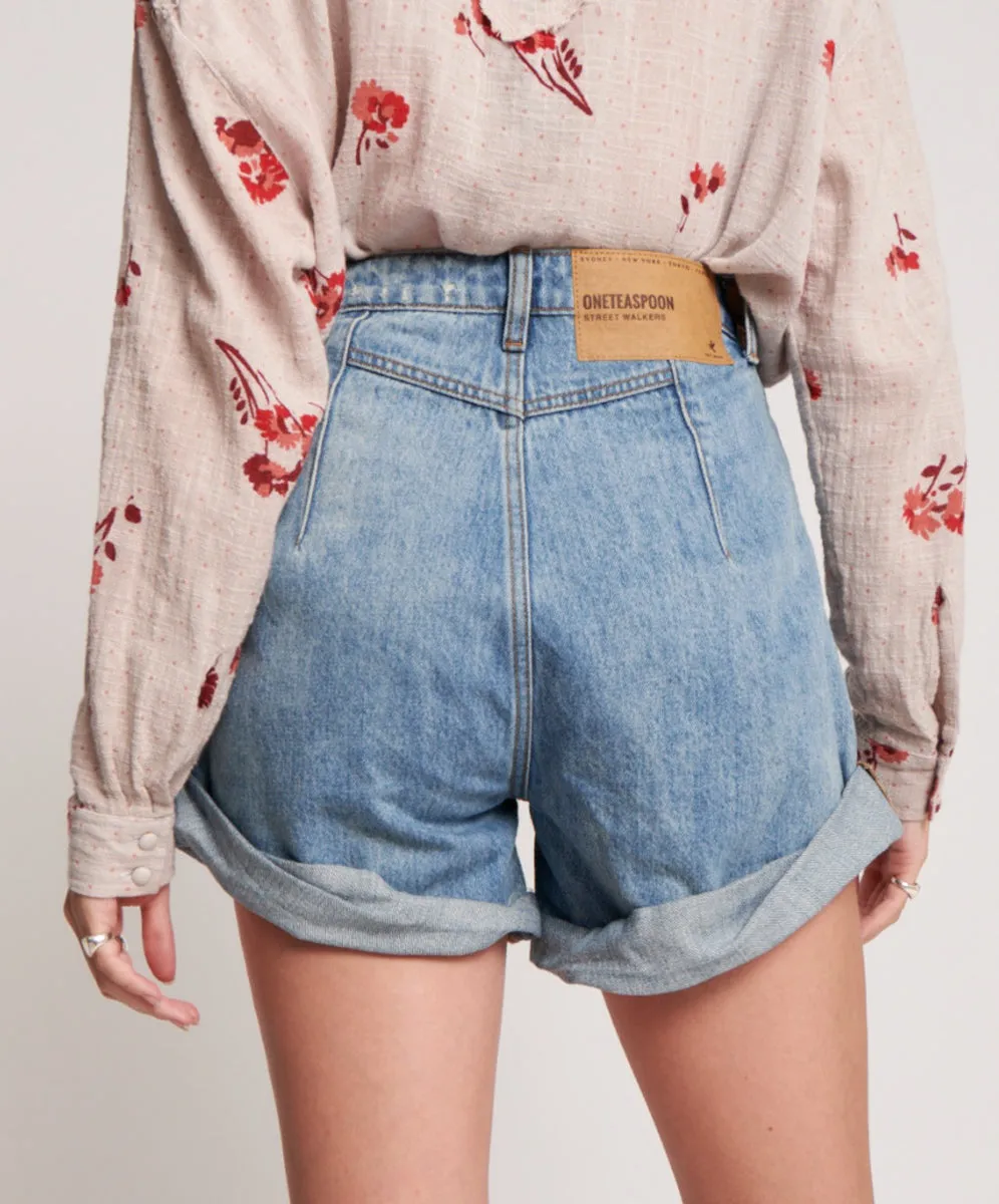 Streetwalkers High Waist 80s Fit Denim Shorts - Venice Blue sold by One Teaspoon product image thumbnail 4