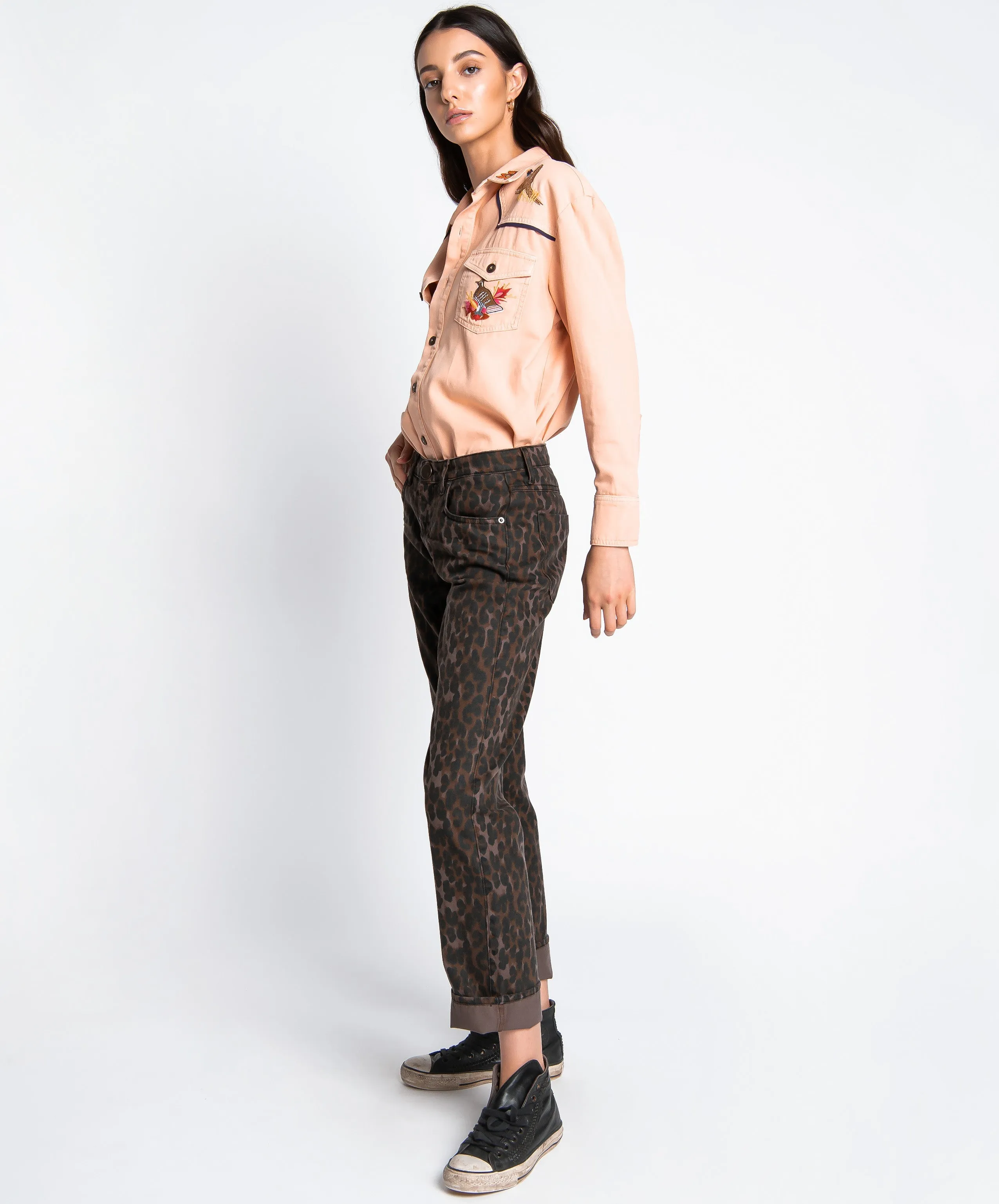 Truckers Mid Waist Straight Leg Denim Jeans - Bronze Leo sold by One Teaspoon product image thumbnail 2