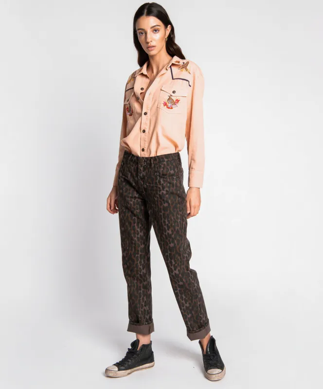 Truckers Mid Waist Straight Leg Denim Jeans - Bronze Leo made by One Teaspoon