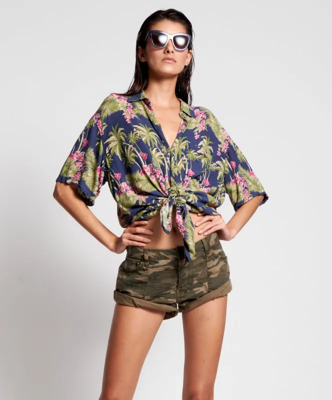 Bandits Low Waist Denim Shorts - Camo Print sold by One Teaspoon