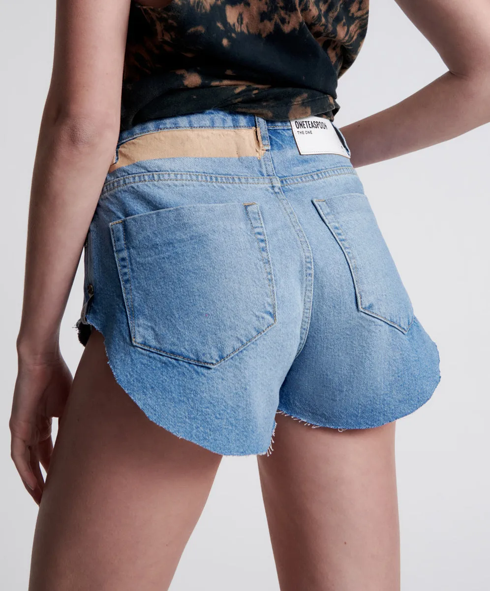 The One High Waist Cheeky Denim Shorts - Linear Blue sold by One Teaspoon product image thumbnail 5