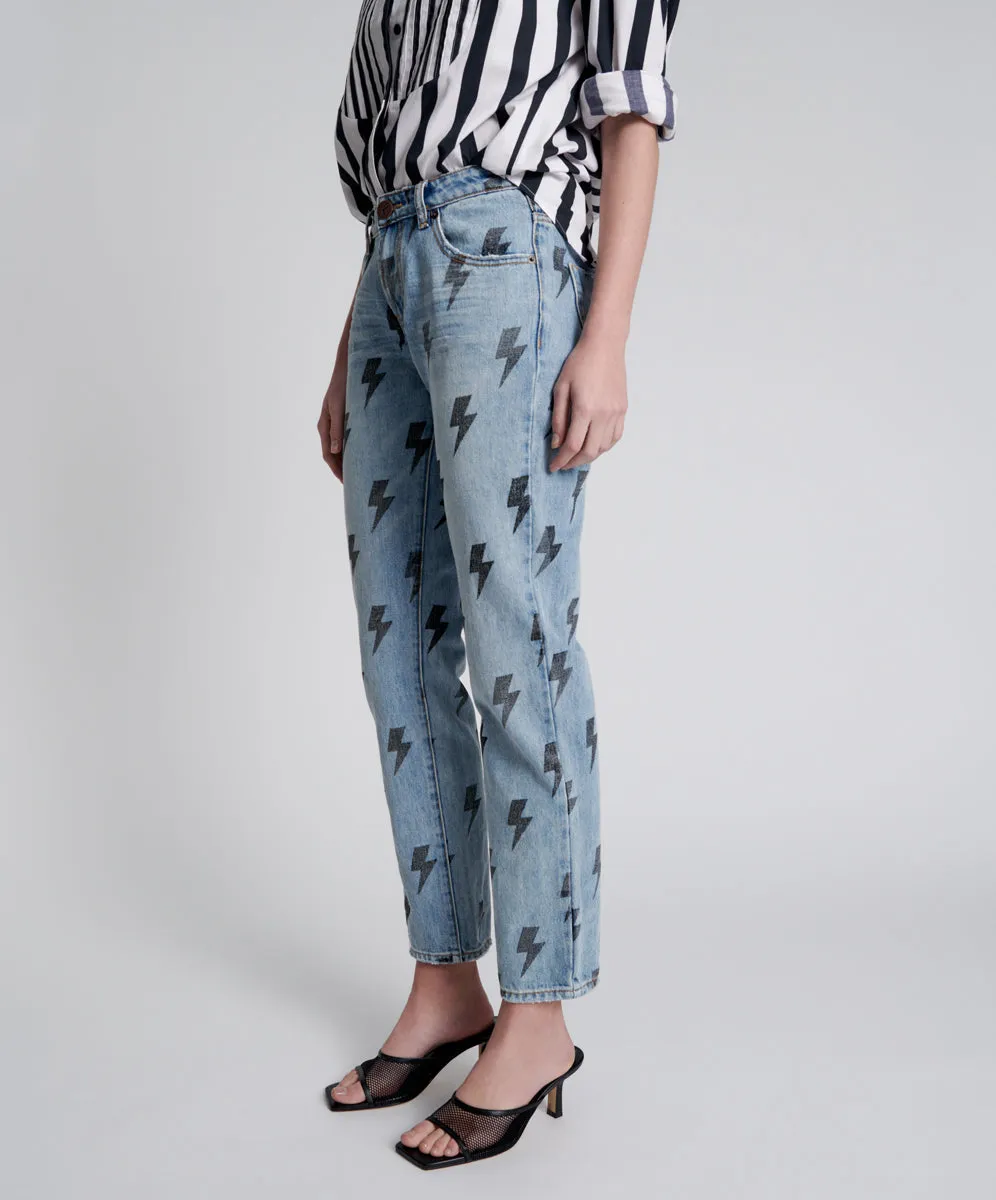 Trucker Low Waist Straight Leg Denim Jeans - Blue Lightning sold by One Teaspoon product image thumbnail 4