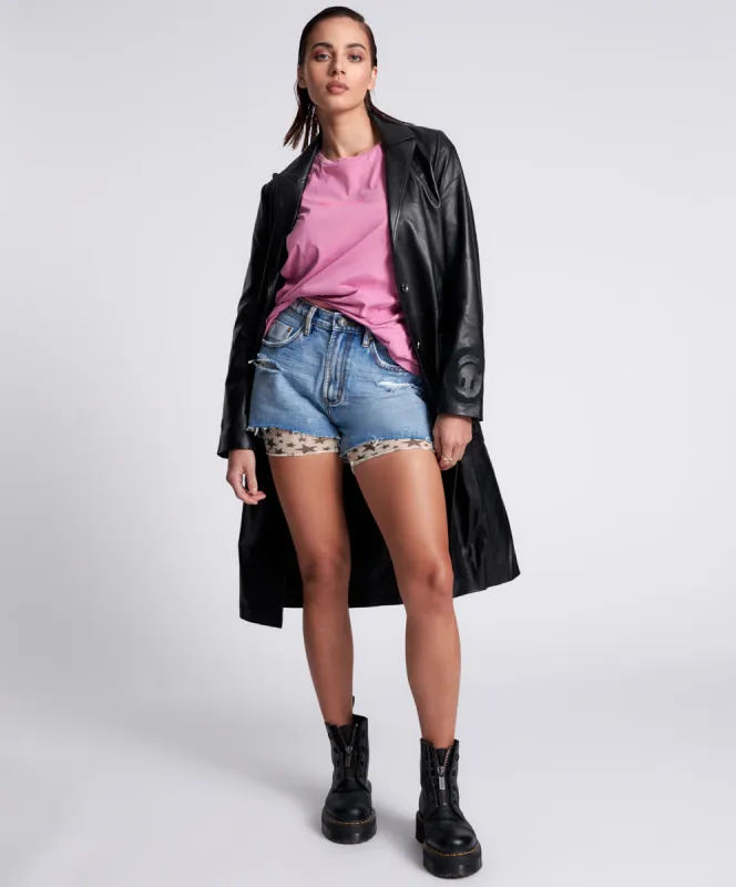 Truckers Mid Waist Relaxed Denim Shorts - Berlin Blue sold by One Teaspoon