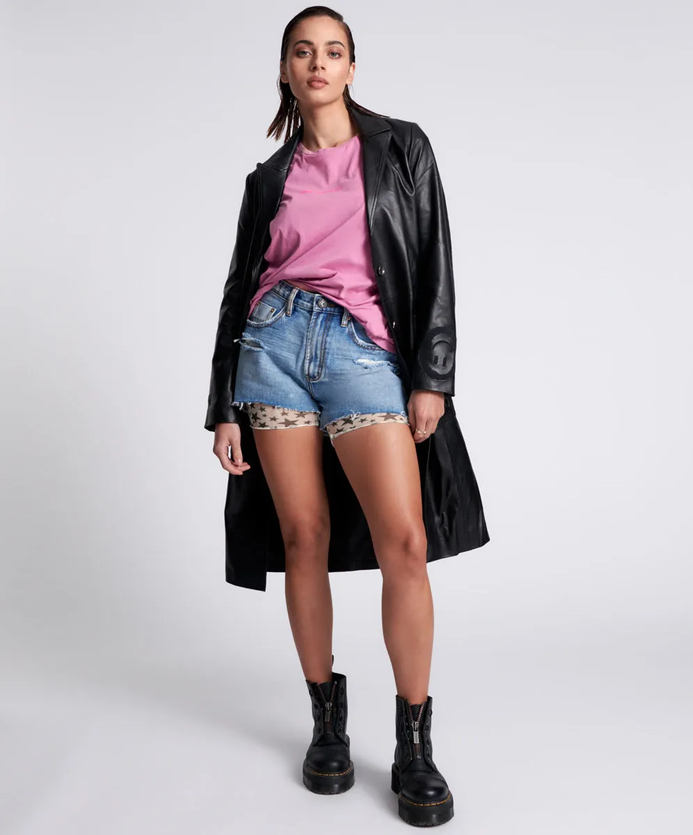 Truckers Mid Waist Relaxed Denim Shorts - Berlin Blue sold by One Teaspoon