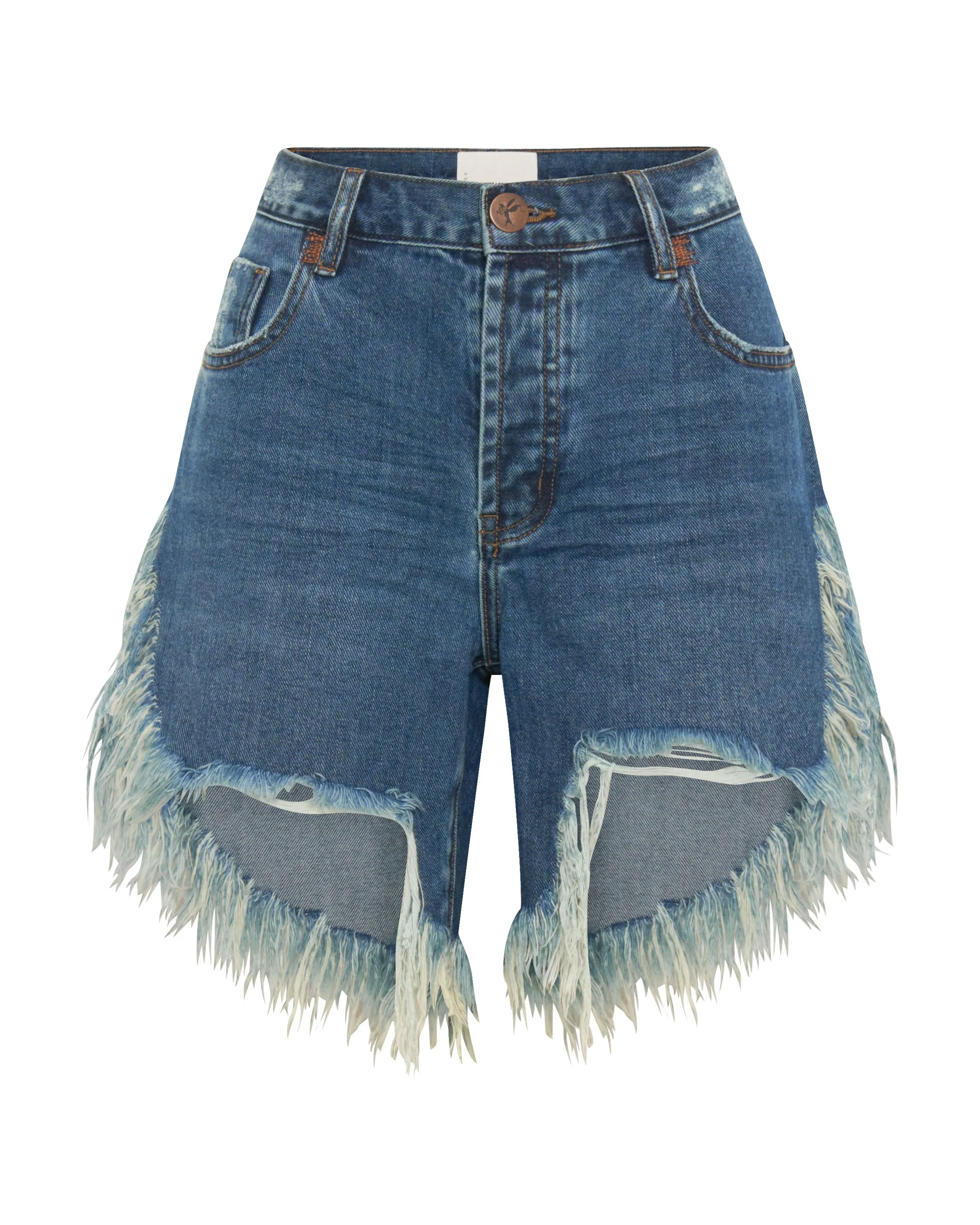 Frankies Low Waist Long Length Denim Shorts - Rodeo Blue sold by One Teaspoon product image thumbnail 5