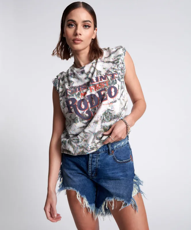 Frankies Low Waist Long Length Denim Shorts - Rodeo Blue sold by One Teaspoon