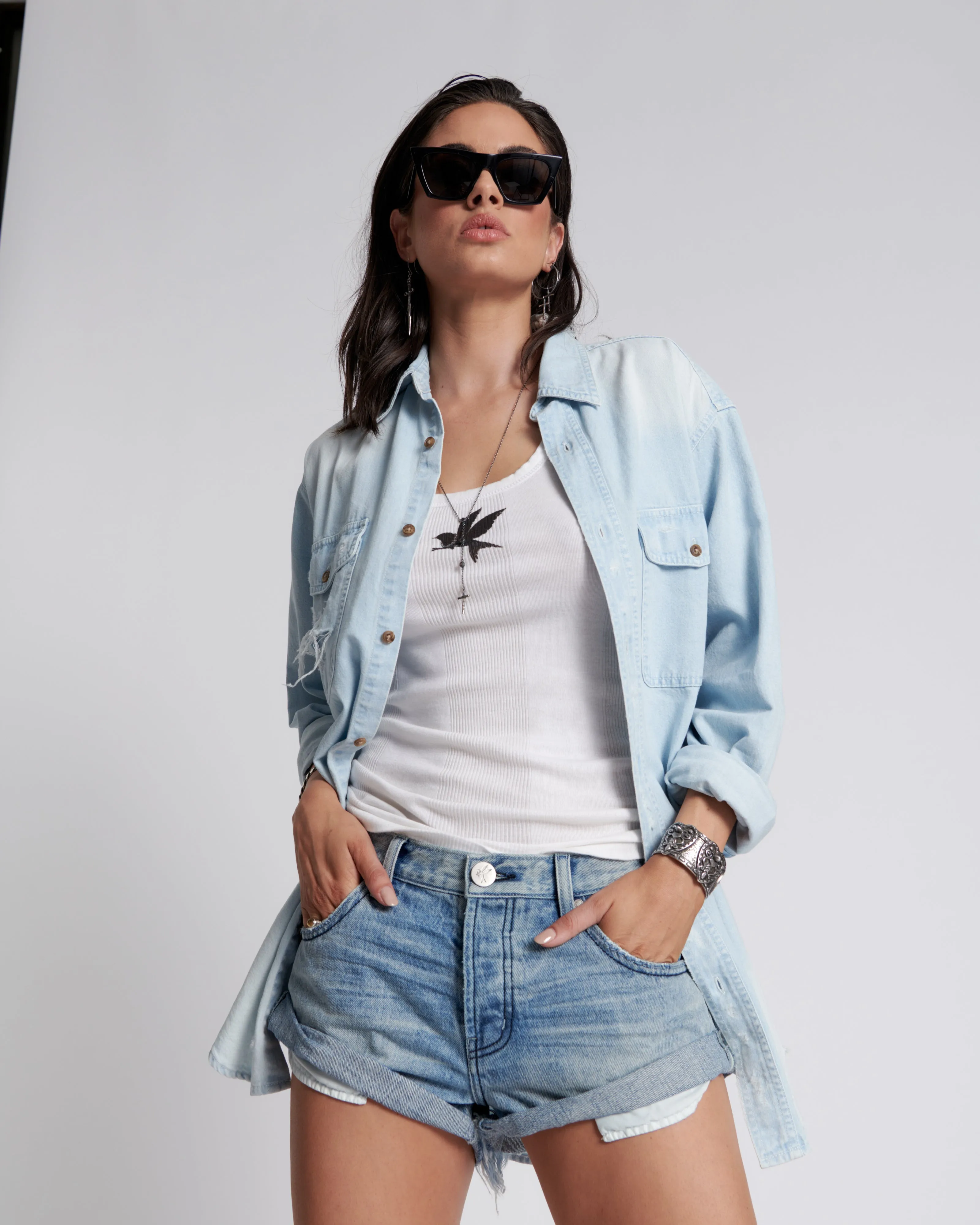 Bandits Low Waist Denim Shorts - Archived Salty Dog Blue sold by One Teaspoon product image thumbnail 5