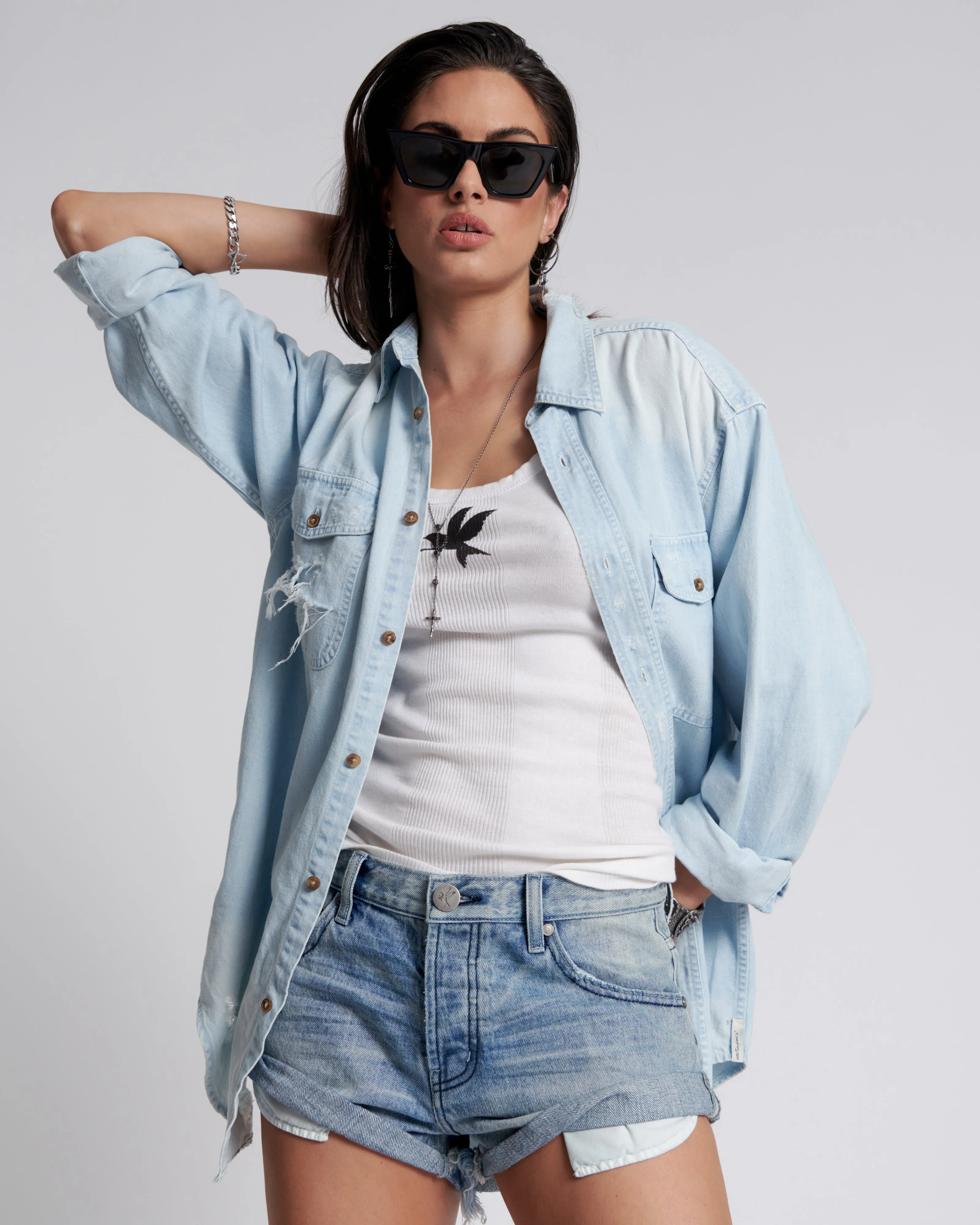 Bandits Low Waist Denim Shorts - Archived Salty Dog Blue sold by One Teaspoon product image thumbnail 2