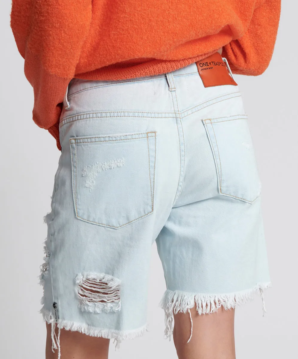 Jacksons Mid Waist Wide Leg Denim Shorts - Le Surf sold by One Teaspoon product image thumbnail 5