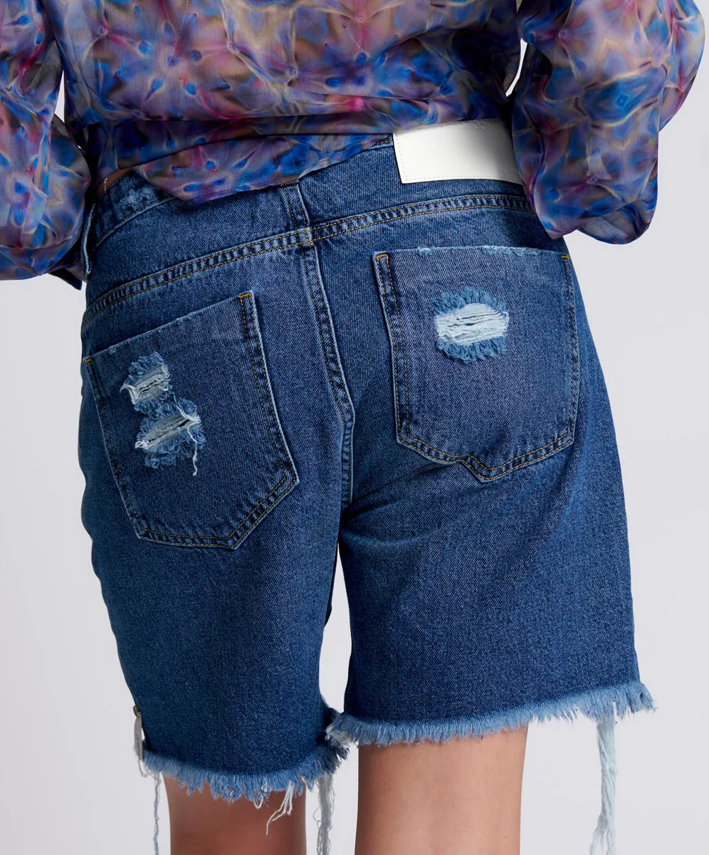 Stevies Low Waist Waist Long Length Boyfriend Denim Shorts - Rosewood sold by One Teaspoon product image thumbnail 5
