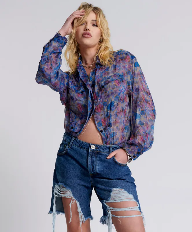 Stevies Low Waist Waist Long Length Boyfriend Denim Shorts - Rosewood sold by One Teaspoon