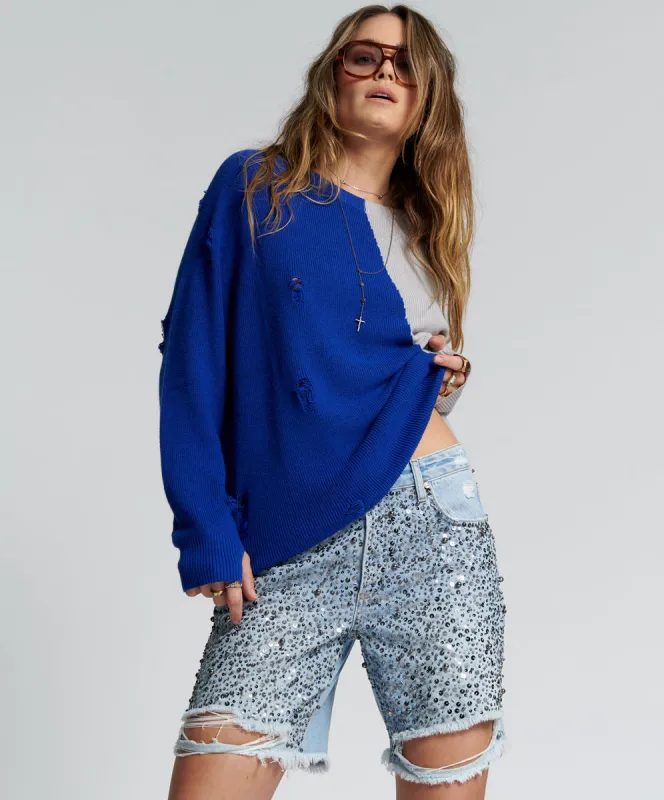 Jacksons Mid Waist Wide Leg Denim Shorts - Vintage Blue made by One Teaspoon