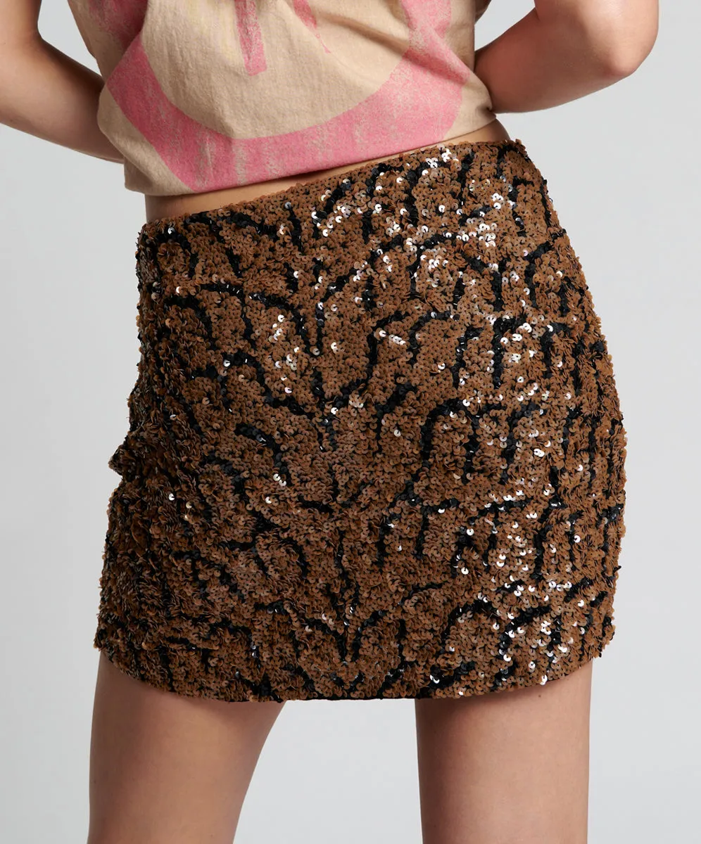 Delusion Hand Beaded Mini Skirt - Black Brown sold by One Teaspoon product image thumbnail 3