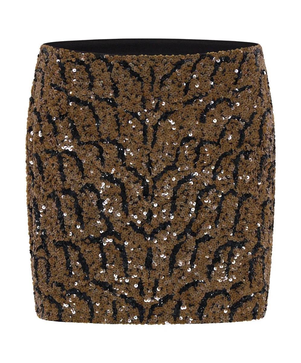 Delusion Hand Beaded Mini Skirt - Black Brown sold by One Teaspoon product image thumbnail 5