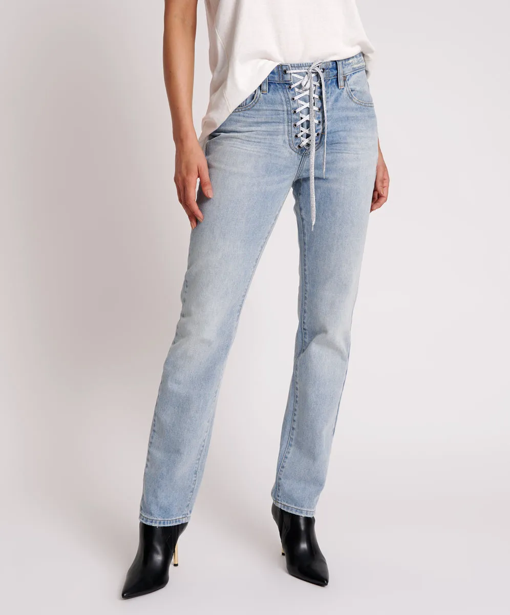 Truckers Mid Waist Straight Leg Denim Jeans - Hendrixe sold by One Teaspoon product image thumbnail 2