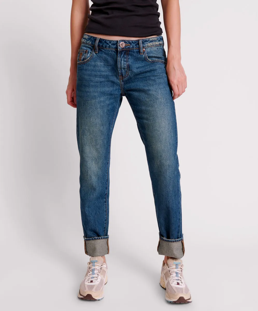 GRITTY BLUE TRUCKERS LOW WAIST STRAIGHT LEG JEANS sold by One Teaspoon product image thumbnail 2