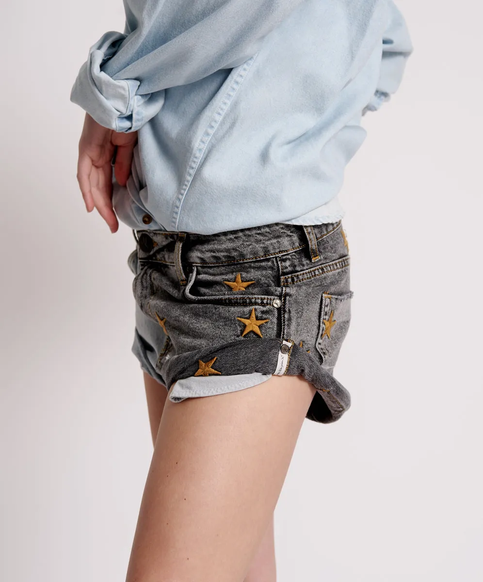 Bandits Low Waist Denim Shorts - Blue Grey sold by One Teaspoon product image thumbnail 3