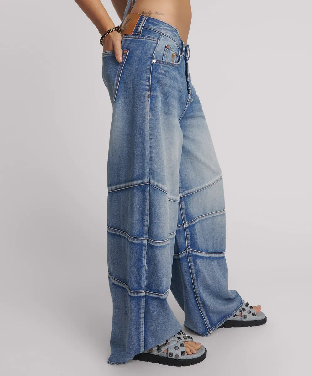 Barrel Mid Waist Wide Leg Denim Jeans - Blue Summer sold by One Teaspoon product image thumbnail 5