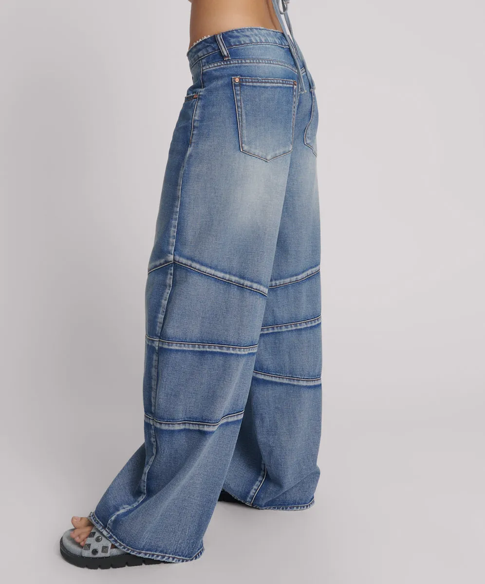 Barrel Mid Waist Wide Leg Denim Jeans - Blue Summer sold by One Teaspoon product image thumbnail 3