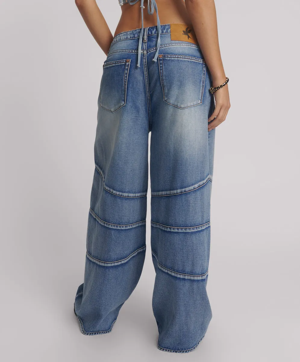 Barrel Mid Waist Wide Leg Denim Jeans - Blue Summer sold by One Teaspoon product image thumbnail 4