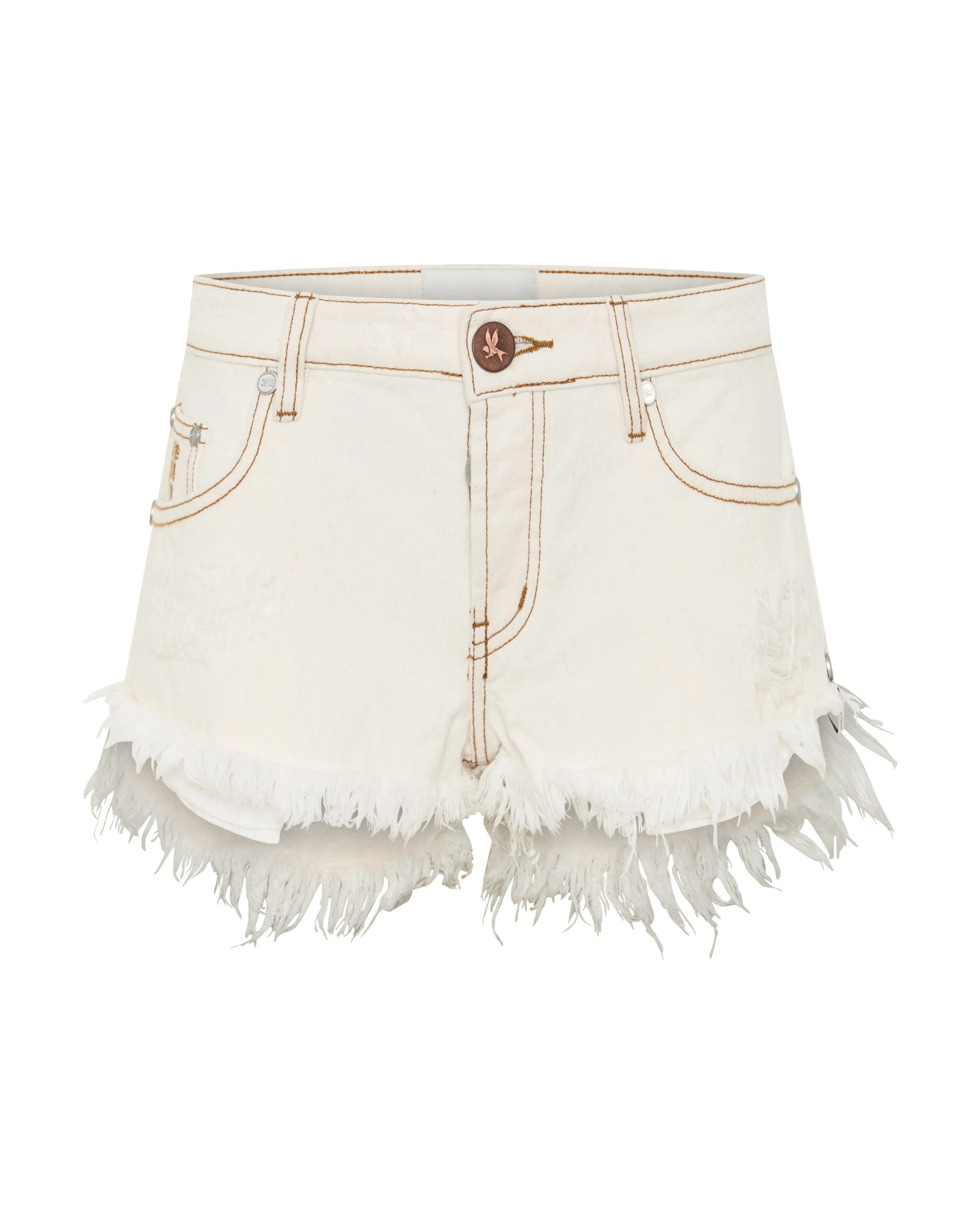 Dukes Low Waist Mini Denim Shorts - White Beauty sold by One Teaspoon product image thumbnail 2
