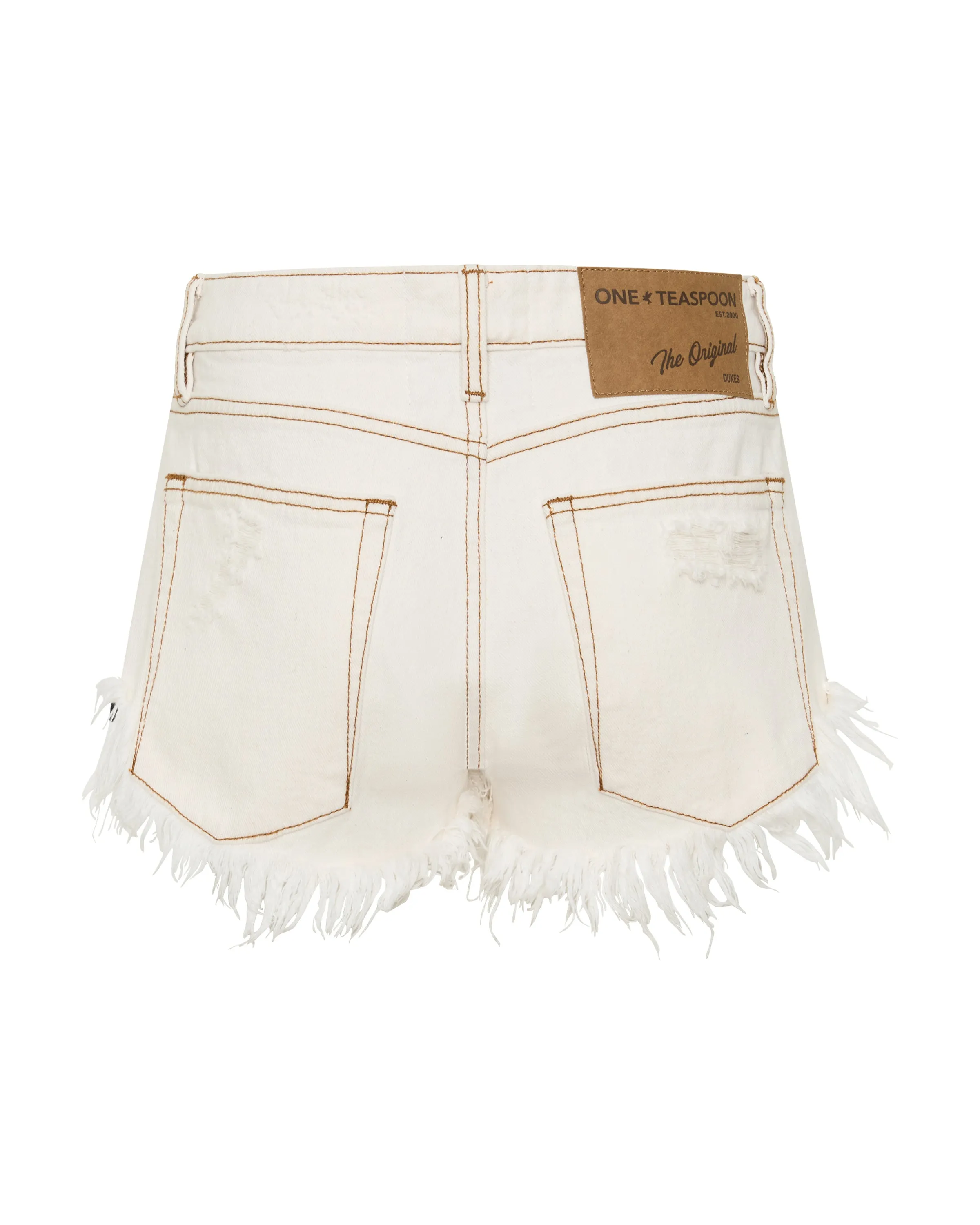 Dukes Low Waist Mini Denim Shorts - White Beauty sold by One Teaspoon product image thumbnail 3