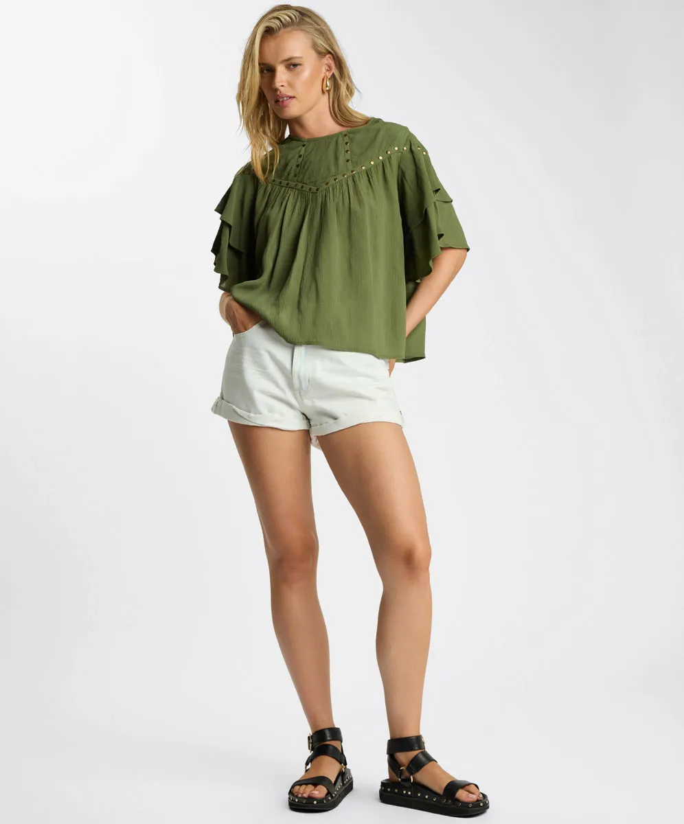 Bandits High Waist Denim Shorts - Blonde Blue sold by One Teaspoon