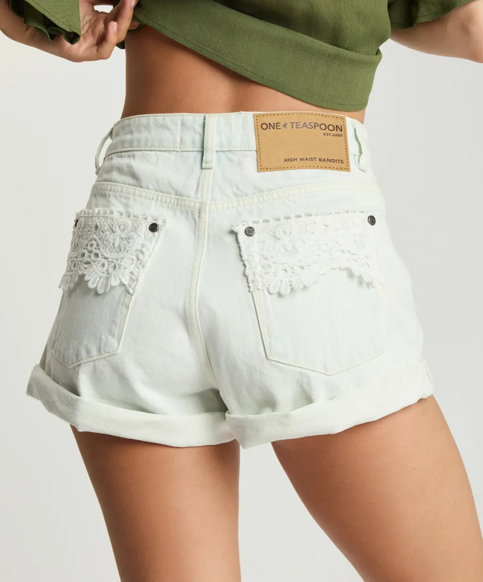 Bandits High Waist Denim Shorts - Blonde Blue sold by One Teaspoon product image thumbnail 5