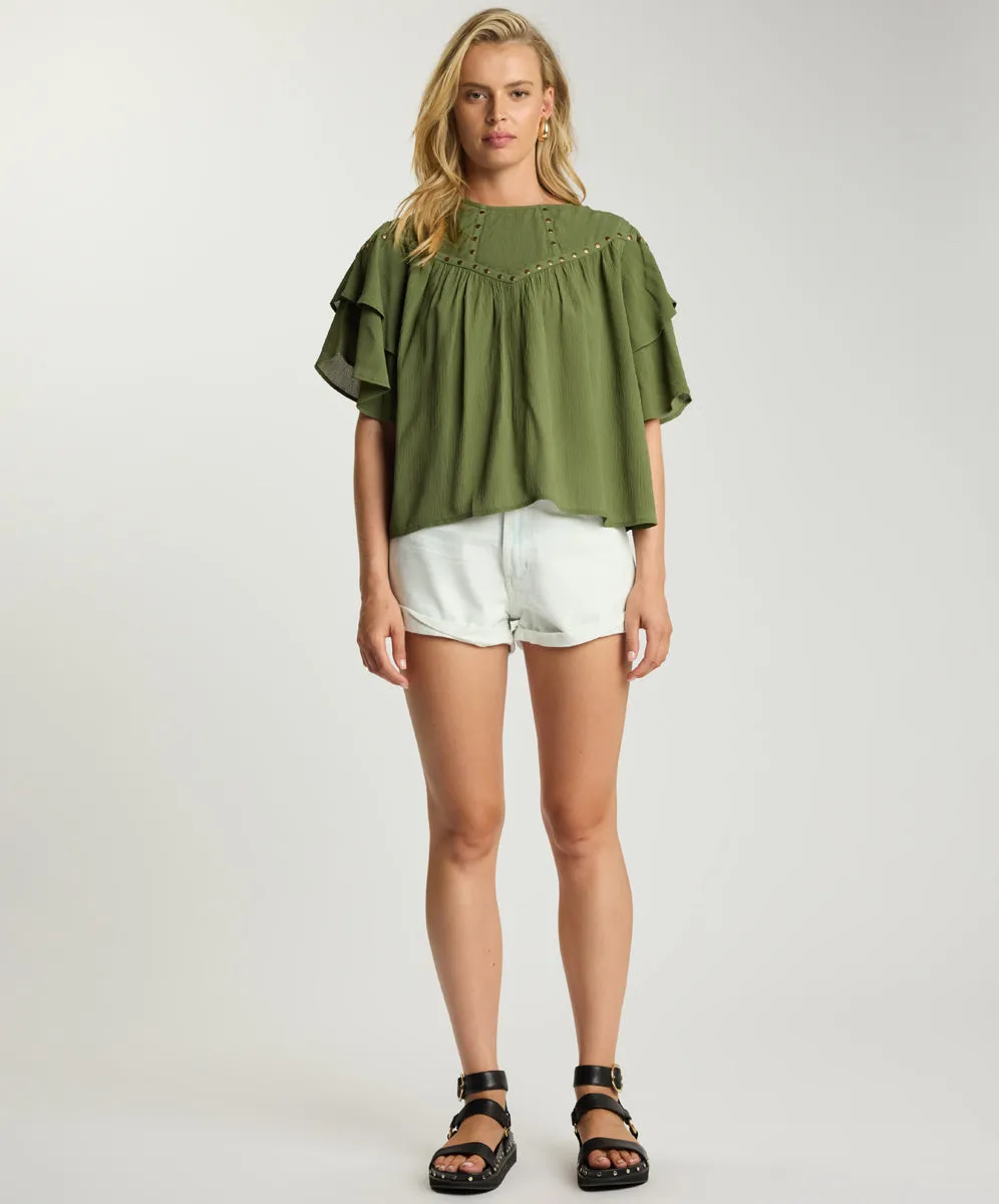 Bandits High Waist Denim Shorts - Blonde Blue sold by One Teaspoon product image thumbnail 2