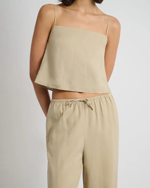 Air Linen Square Neck Tank Top sold by Onia