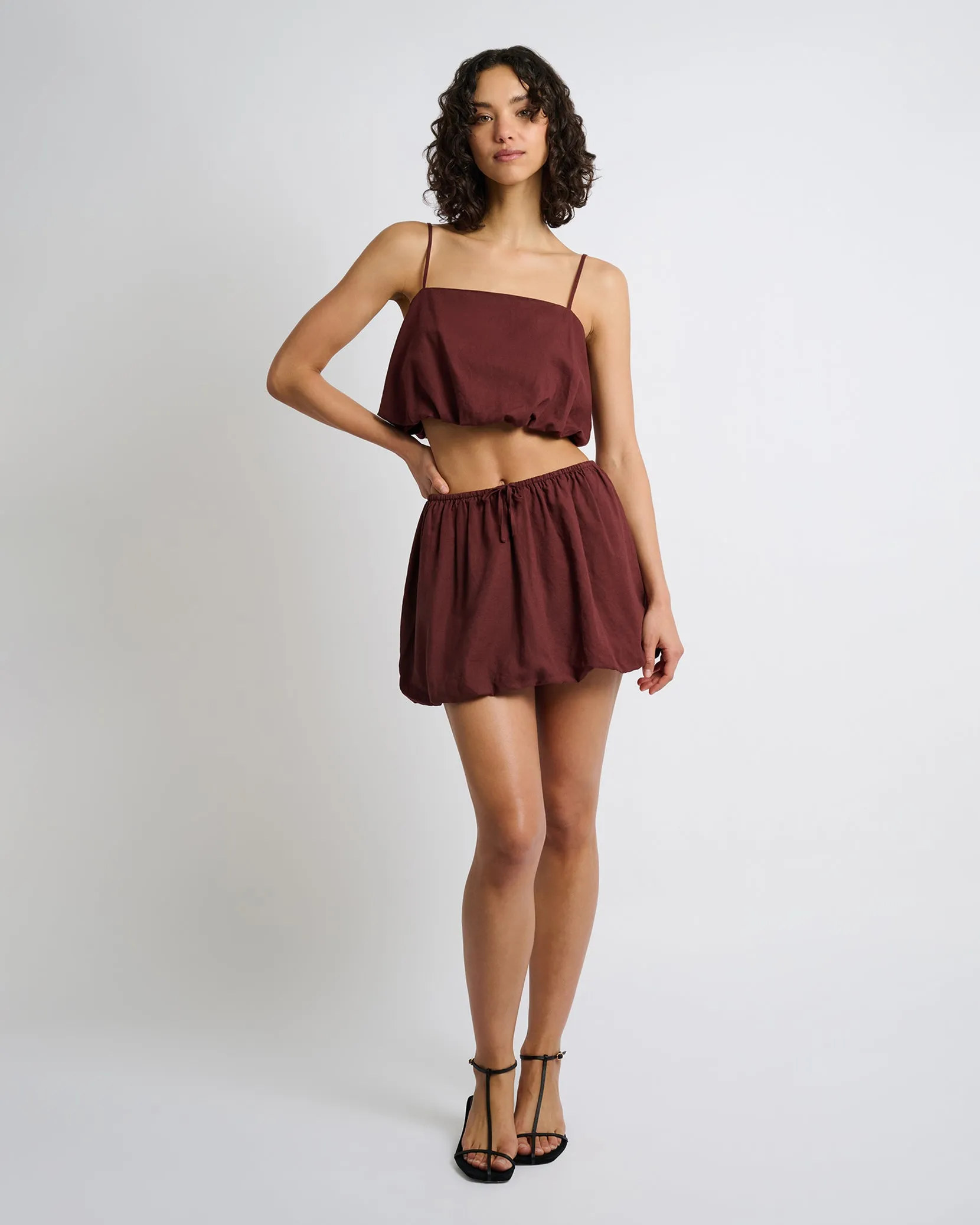 Air Linen Bubble Mini Skirt sold by Onia product image thumbnail 3