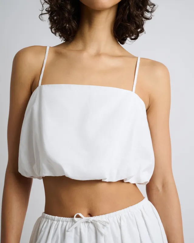 Air Linen Bubble Crop Top sold by Onia