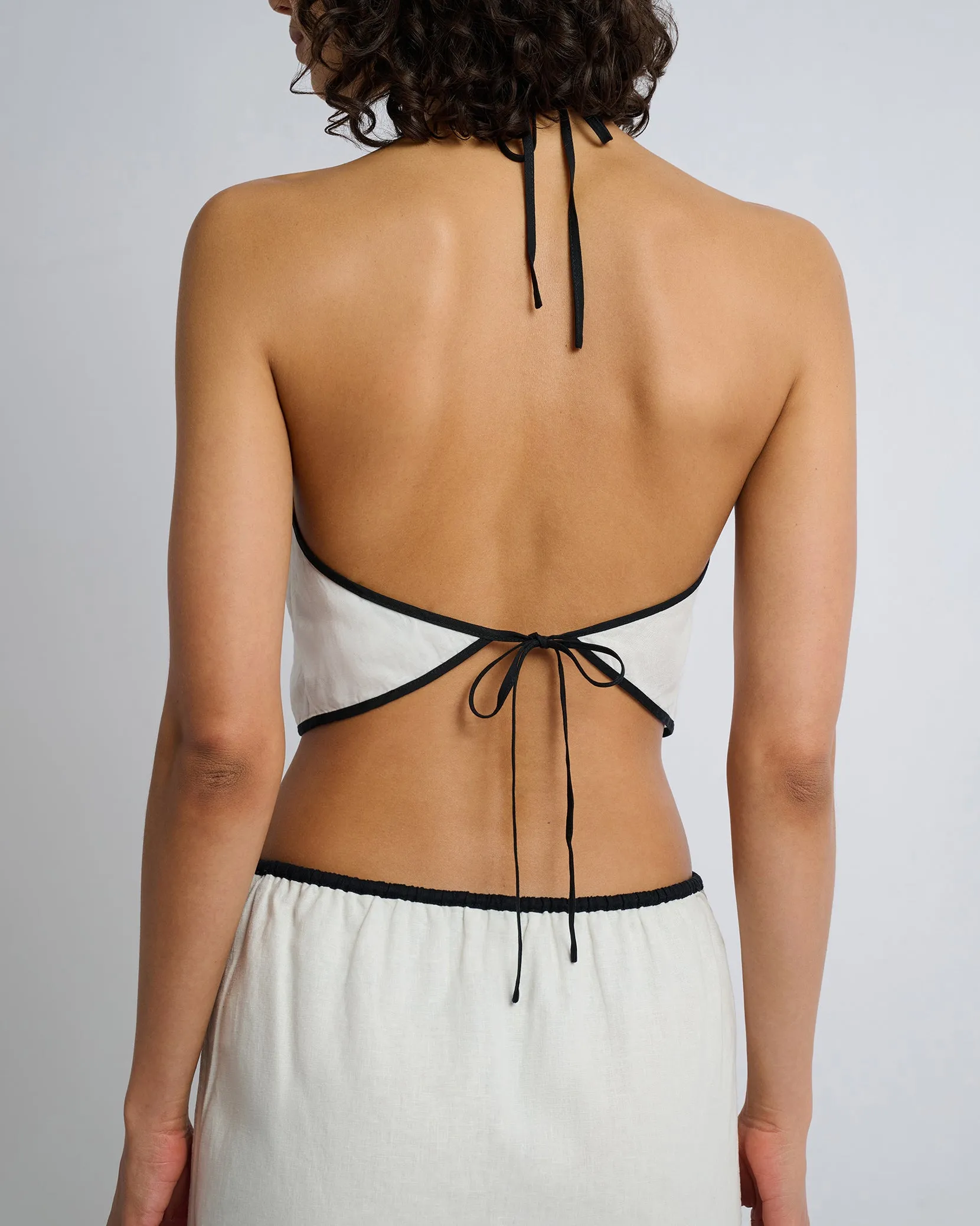 Air Linen Cropped Halter Top sold by Onia product image thumbnail 4