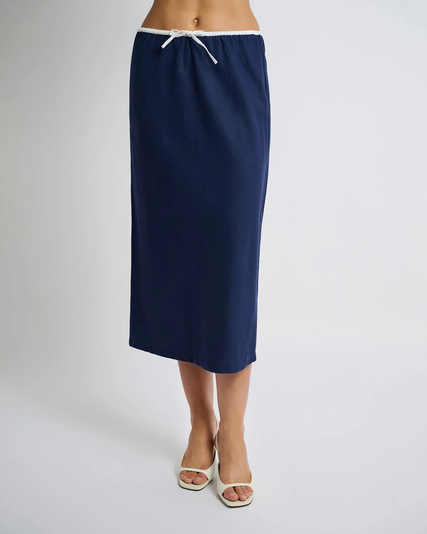 Air Linen Midi Skirt sold by Onia